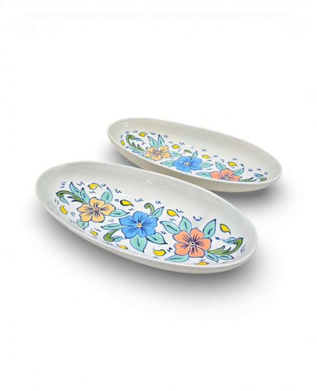 Saladier Ovale Flowers Pastel