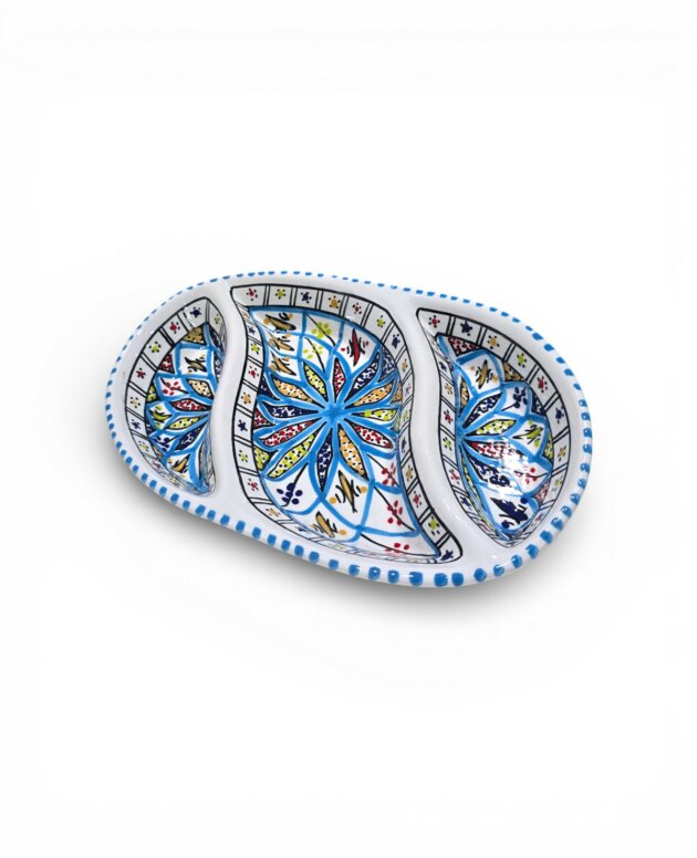 Plat Apéritif Ovale Arabesque Turquoise