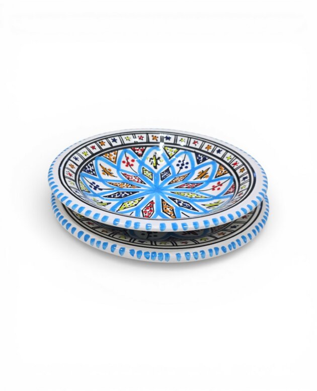 Assiette Dessert Creuse Arabesque turquoise