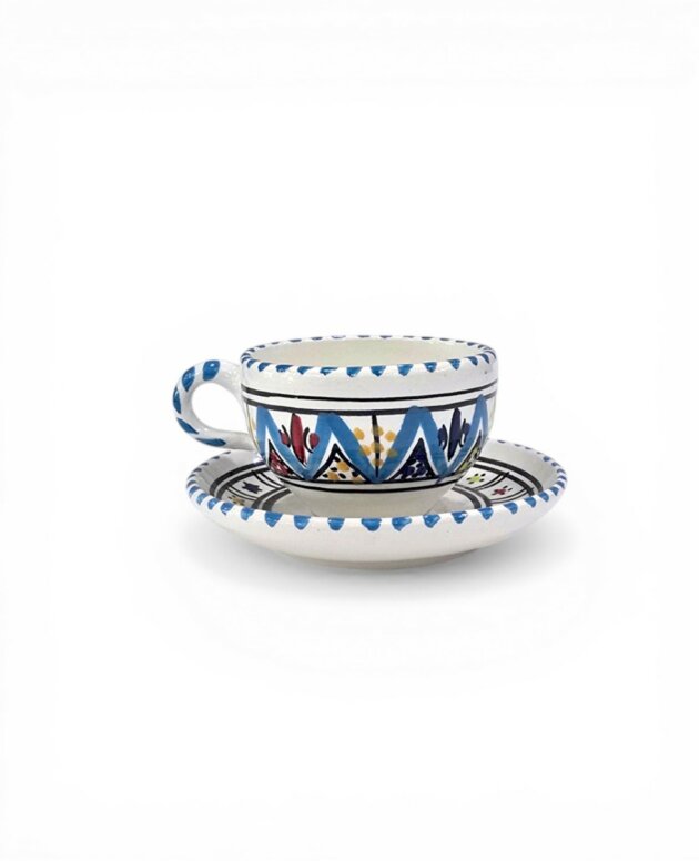 Tasse et Sous Tasse Arabesque Turquoise